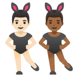 men with bunny ears: light skin tone, medium-dark skin tone