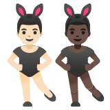 men with bunny ears: light skin tone, dark skin tone