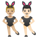 men with bunny ears: medium-light skin tone, light skin tone