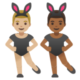 men with bunny ears: medium-light skin tone, medium-dark skin tone