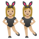 women with bunny ears: medium-light skin tone