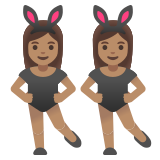 women with bunny ears: medium skin tone