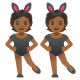 people with bunny ears: medium-dark skin tone