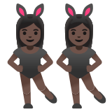 women with bunny ears: dark skin tone
