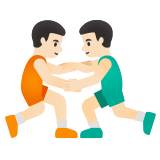 men wrestling: light skin tone