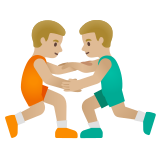 men wrestling: medium-light skin tone