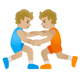 people wrestling: medium-light skin tone
