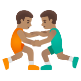 men wrestling: medium skin tone