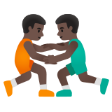 men wrestling: dark skin tone
