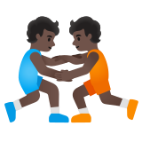people wrestling: dark skin tone