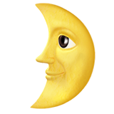 Waxing crescent moon with face