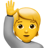 Person lifts hand smiley