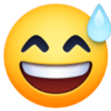 Grinning face with sweat - Facebook