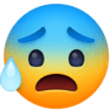 Anxious face with sweat - Facebook
