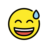Grinning face with sweat - OpenMoji