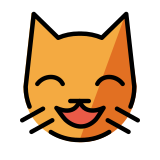 Grinning cat with smiling eyes - OpenMoji