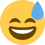 Grinning face with sweat - Twitter / X