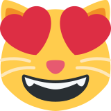 Smiling cat with heart-eyes - Twitter / X