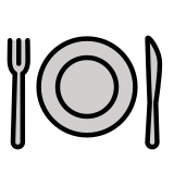 Fork and knife with plate - OpenMoji
