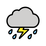 Cloud with lightning and rain - OpenMoji