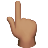 backhand index pointing up: medium skin tone