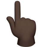 backhand index pointing up: dark skin tone