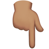 backhand index pointing down: medium skin tone