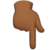 backhand index pointing down: medium-dark skin tone