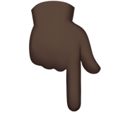 backhand index pointing down: dark skin tone