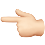 backhand index pointing left: light skin tone