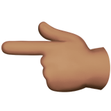 backhand index pointing left: medium skin tone