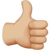 thumbs up: medium-light skin tone