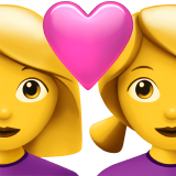 Female couple with heart emoji