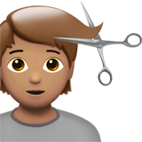 person getting haircut: medium skin tone
