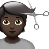 person getting haircut: dark skin tone