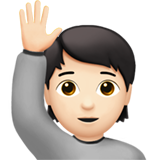 person raising hand: light skin tone