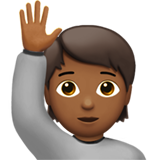 person raising hand: medium-dark skin tone
