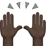 raising hands: dark skin tone