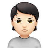 person pouting: light skin tone