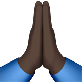 folded hands: dark skin tone