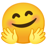 Smiling face with open hands - Noto Color Emoji
