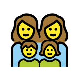 Family: woman, woman, girl, boy - OpenMoji