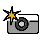 Camera with flash - OpenMoji