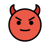 Smiling face with horns - OpenMoji
