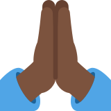 Folded hands: dark skin tone - Twitter / X