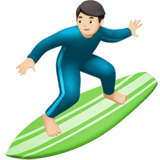 man surfing: light skin tone
