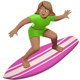 woman surfing: medium skin tone