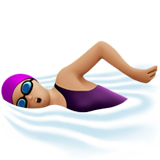 woman swimming: medium-light skin tone