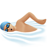man swimming: medium-light skin tone