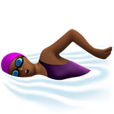 woman swimming: medium-dark skin tone